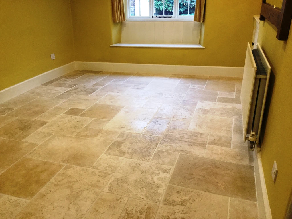 Travertine tile before burnishing Steverton