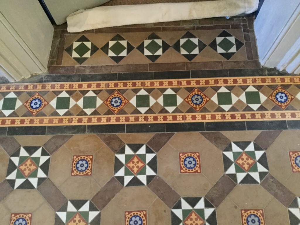 Victorian Tiled Floor Before Cleaning West Haddon
