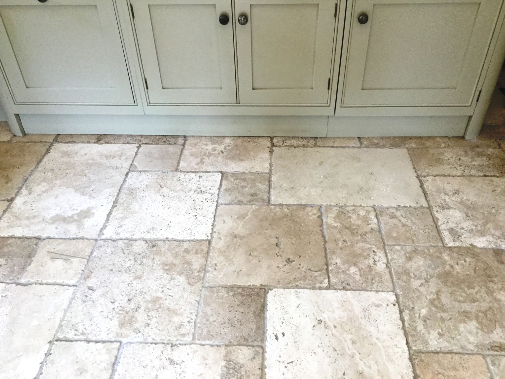 Travertine Tiled Kitchen Floor After Polishing Daventry Northants