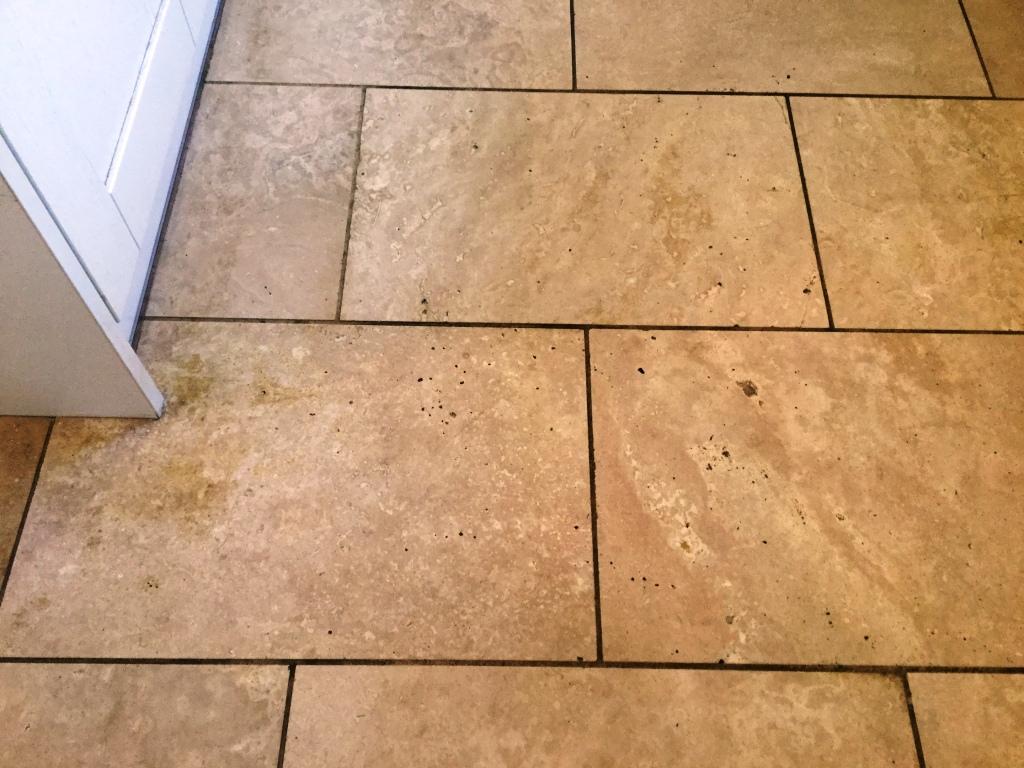 Polished Travertine Kitchen Floor Before Polishing Abthorpe Towcester