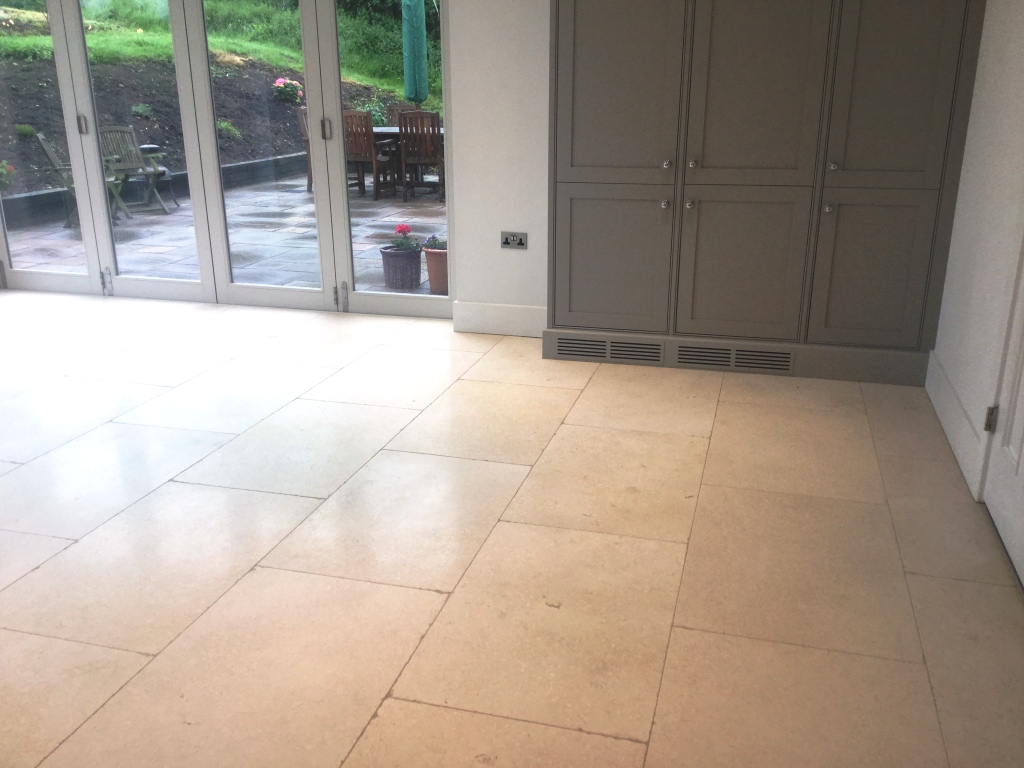 Limestone Floor With Grout Haze After Cleaning Clipston