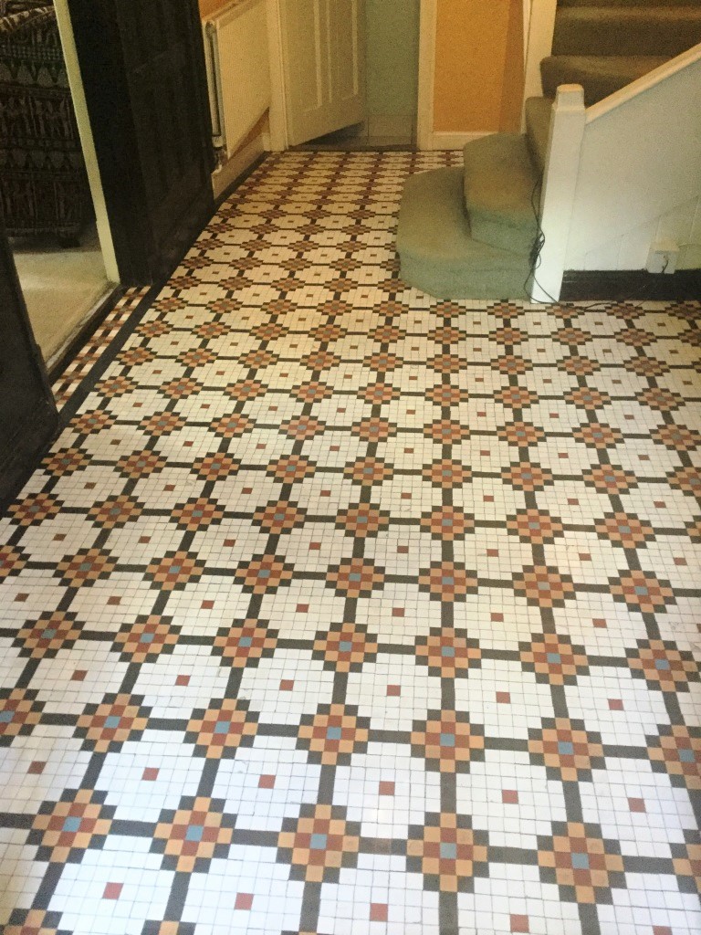 Edwardian Mosaic Tiled Hallway Floor After Cleaning Abington Park