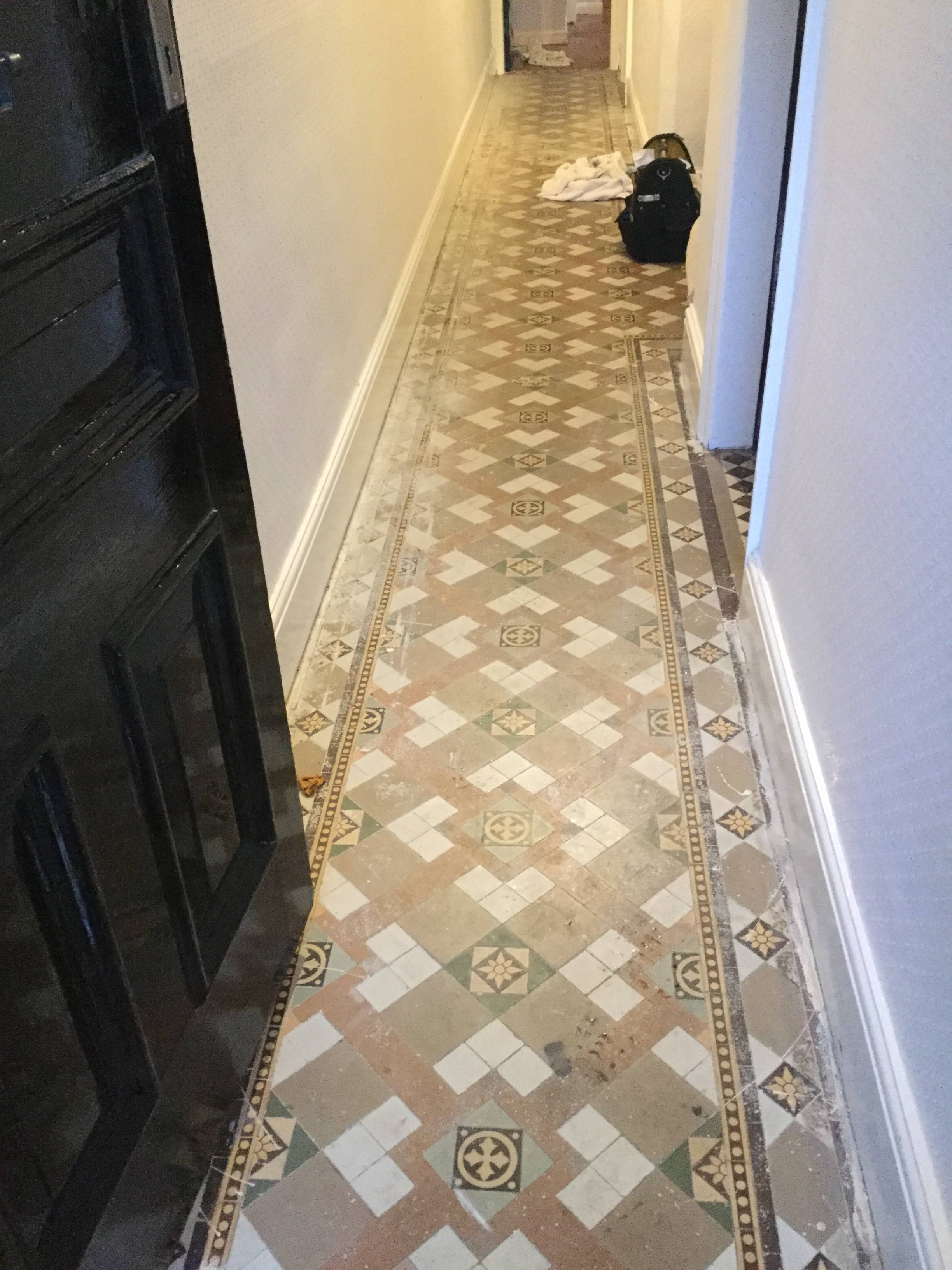 Victorian Tiled Hallway Before Cleaning Kettering