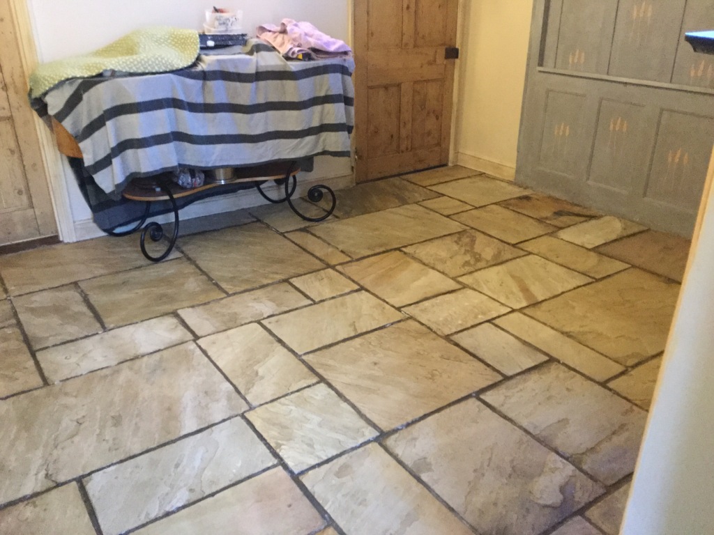 Flagstone Floor After Clean Seal Long Buckby