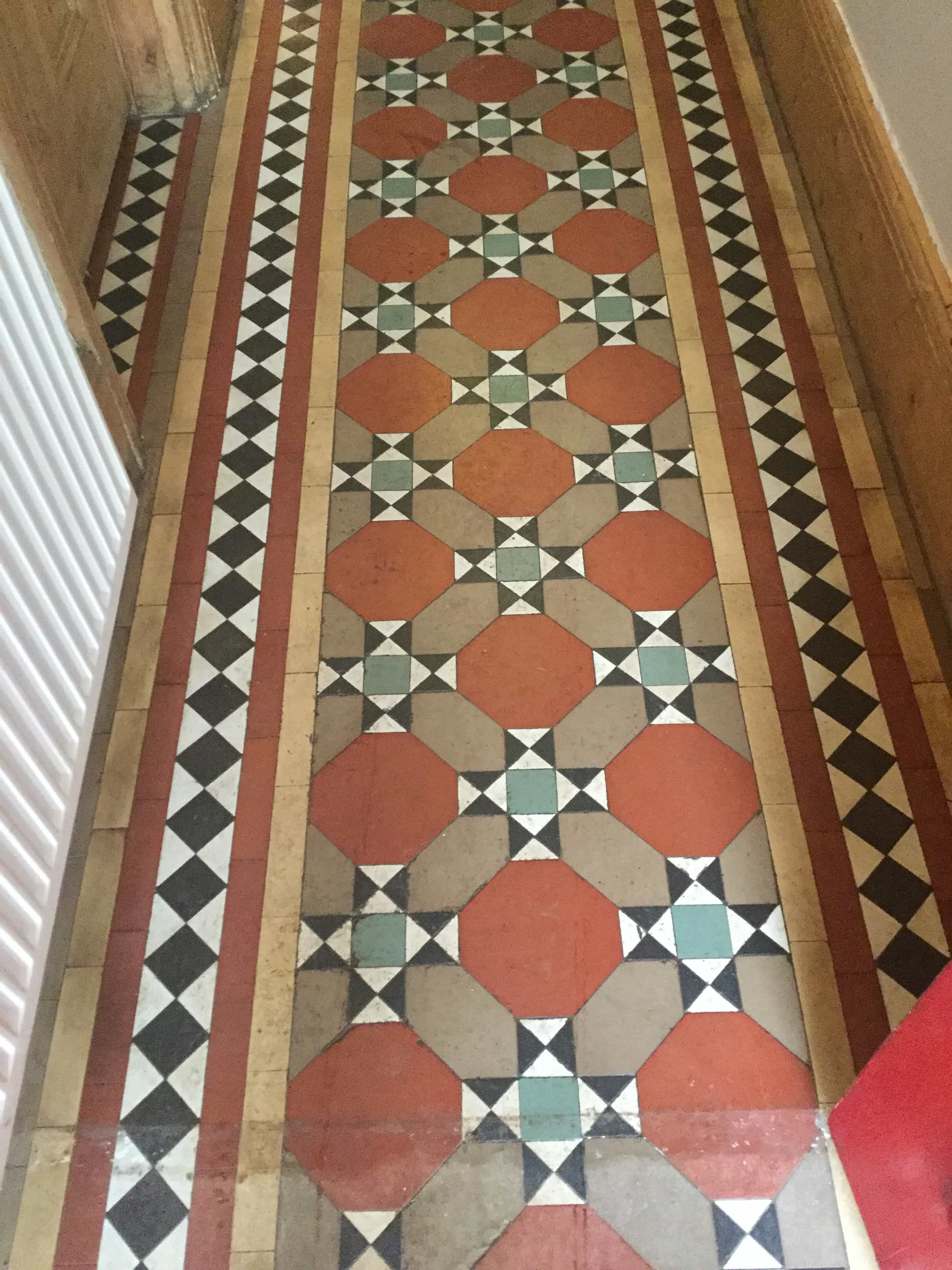 Victorian Tiled Hallway Floor Wellingborough Before Restoration