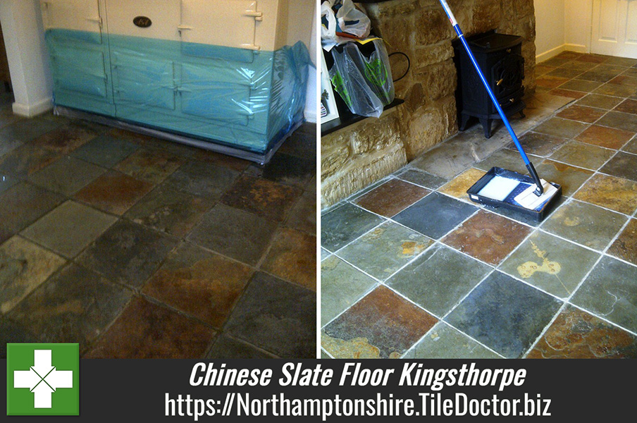 Cleaning and Sealing Chinese Slate Floor in Kingsthorpe