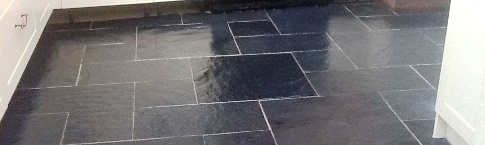 Cleaning and Sealing Black Welsh Slate Floor in Whilton
