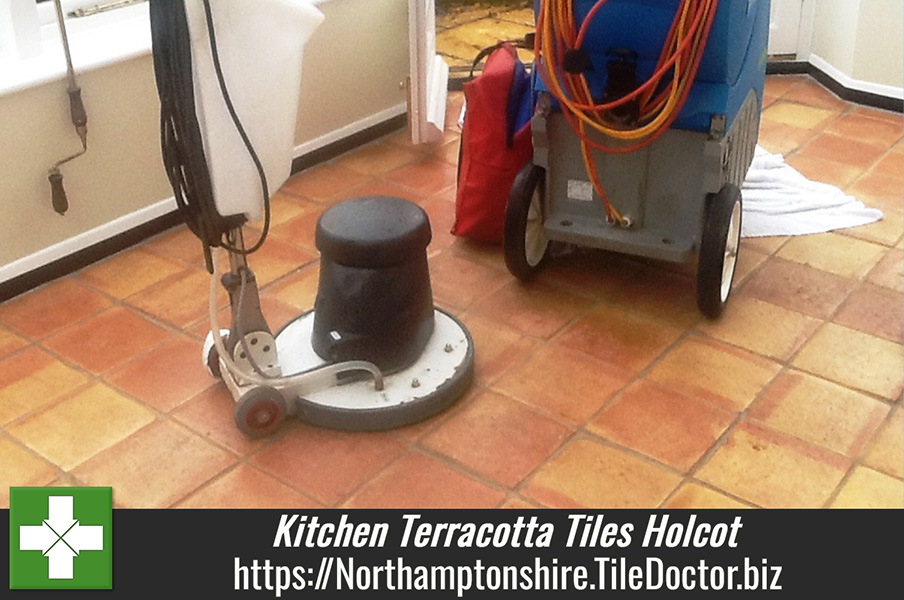 Kitchen Terracotta Tile Cleaning and Sealing in Holcot