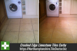 Removing ingrained dirt from Crushed Edge Limestone tiles in Corby