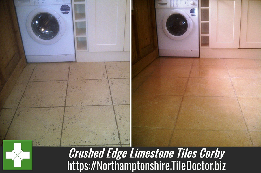 Removing ingrained dirt from Crushed Edge Limestone tiles in Corby