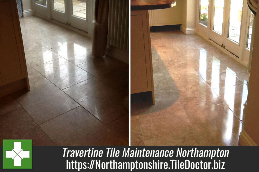 Polished Travertine Tile Maintenanced in Northampton