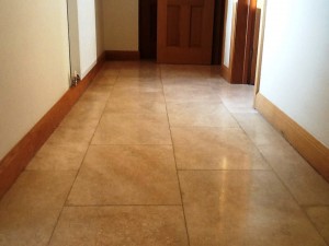 Stained Travertine Hallway Oundle After Cleaning