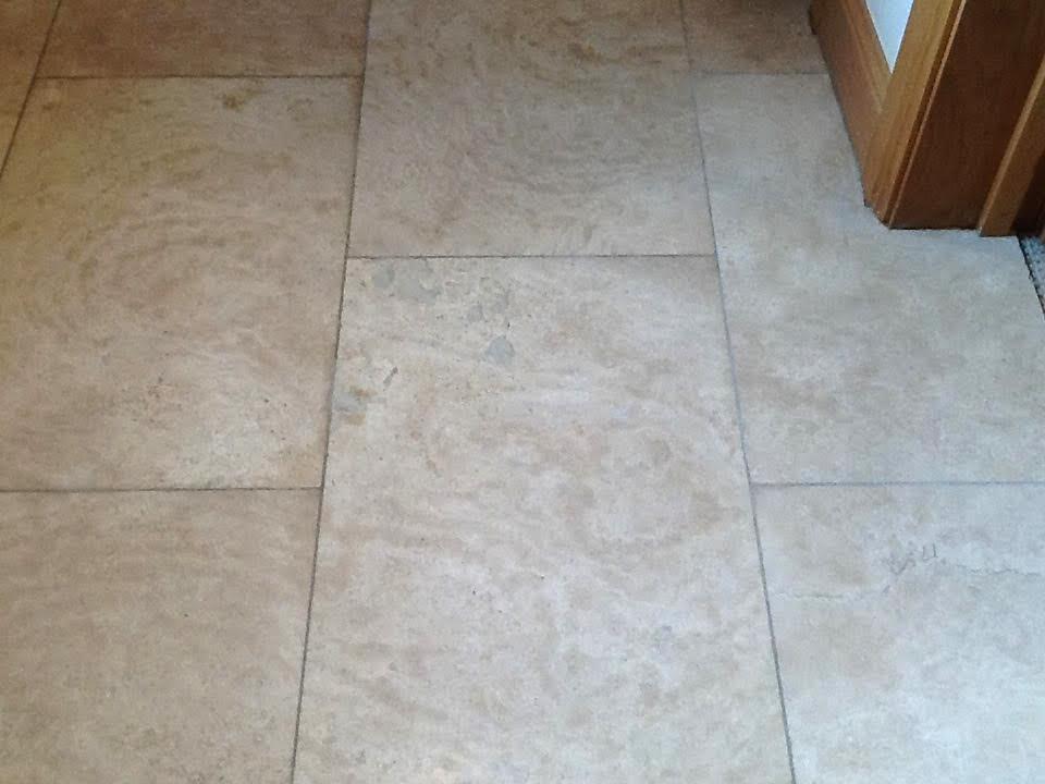 Stained Travertine Hallway Oundle After Cleaning
