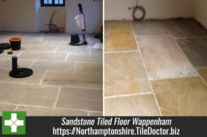 Sandstone Tiled Floor Treated For Grout Haze in Wappenham