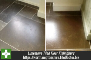 Poorly Sealed Limestone Tiled Floor Restored in Kislingbury