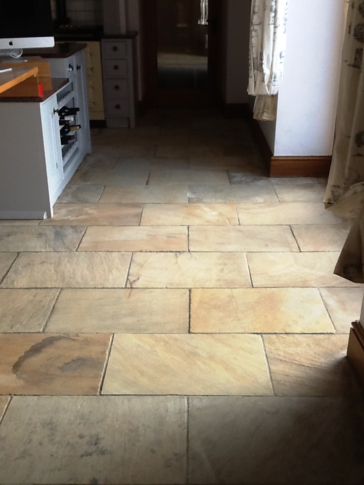 Sandstone Kitchen Floor After Sealing Brockhall