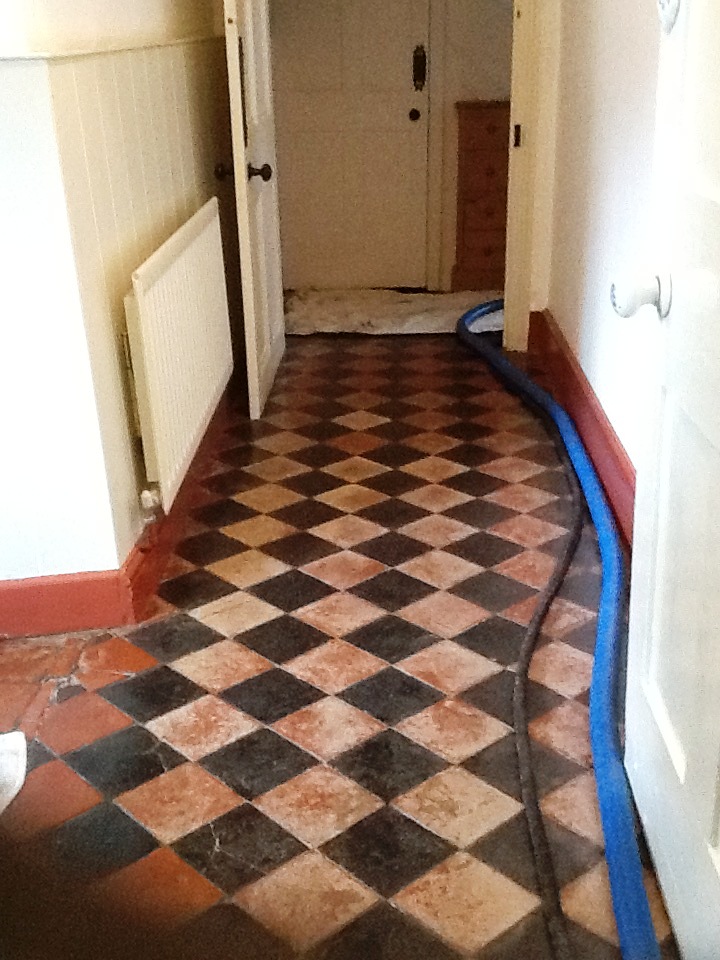 Black and Red Quarry Tiles Welton Before Cleaning