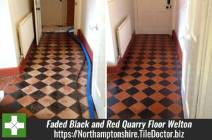 Colour Restored to a Faded Black and Red Quarry Tiled Floor in Welton