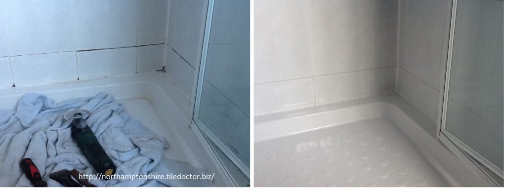 Mouldy shower cubicle before and after Northampton
