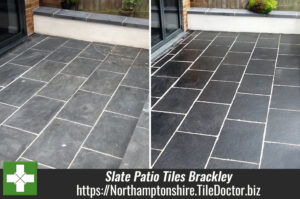 Slate Patio Tiles Treated for Grout Haze and Sealed in Brackley