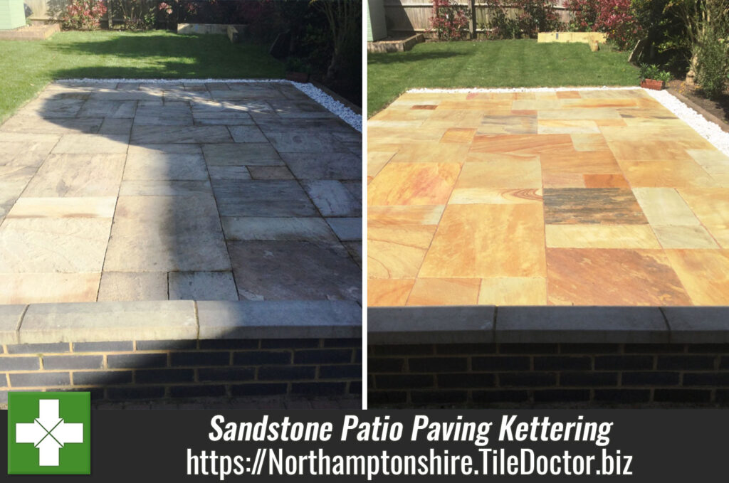 Cleaning and Grouting Sandstone Patio Paving in Kettering