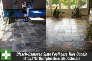 Bleach-Damaged Slate Poolhouse Tiles Restored in Oundle