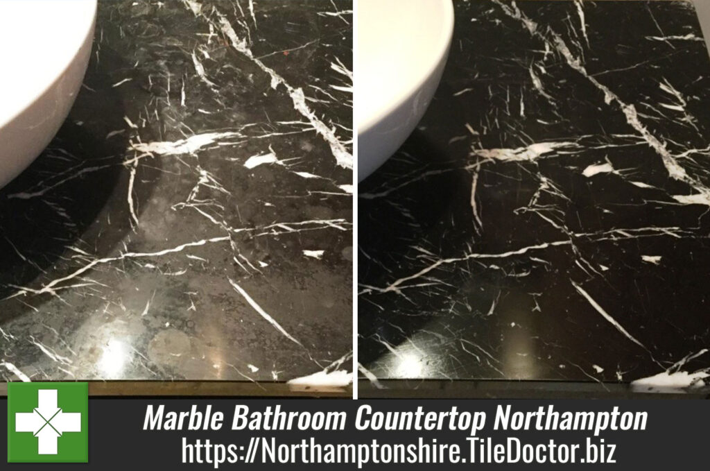 Damaged Marble Bathroom Countertop Polished and Sealed in Northampton