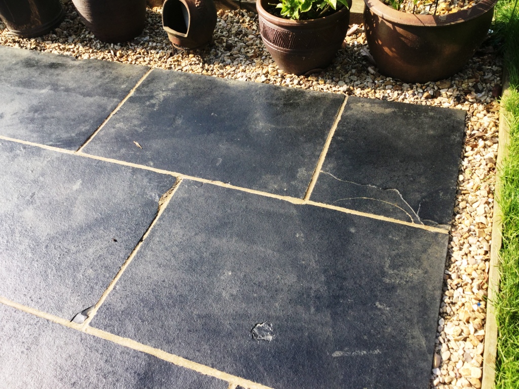 Removing Grout Smears from a Black Limestone Patio in Walgrave Patio