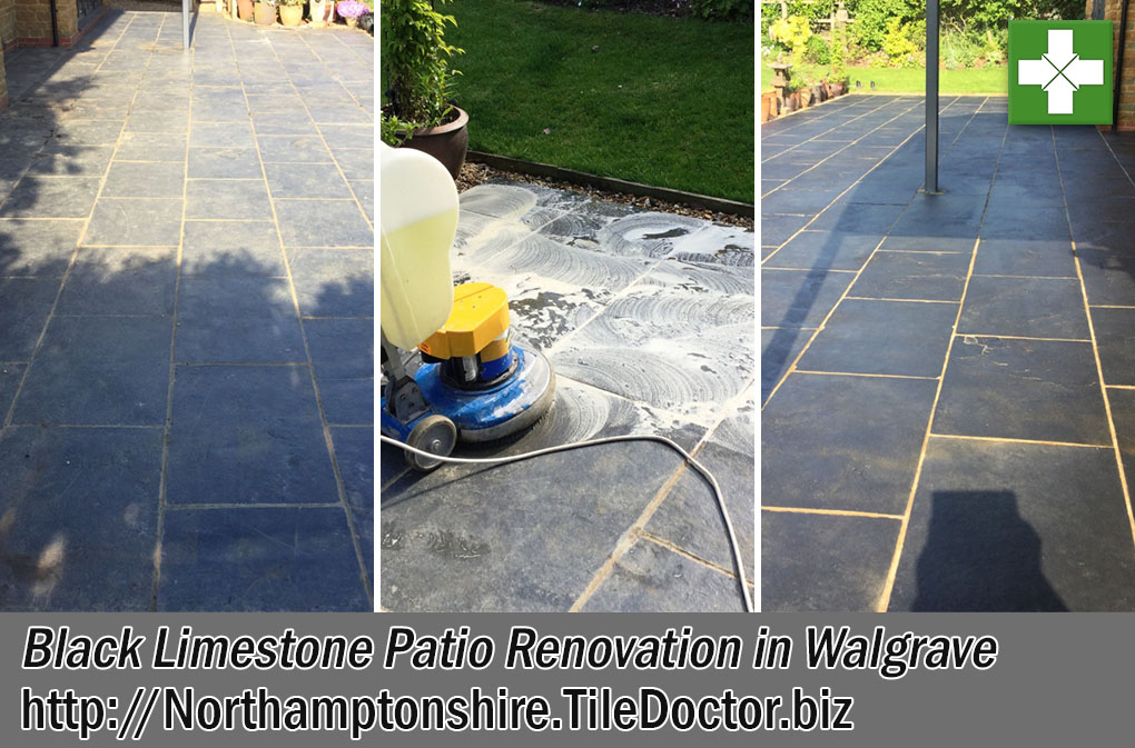 Black Limestone Patio Before and After Renovation Walgrave