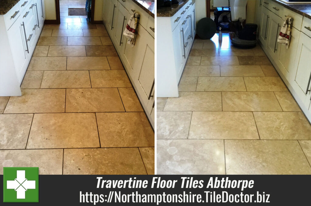 Travertine Floor Tiles Filled and Polished in Abthorpe Near Towcester