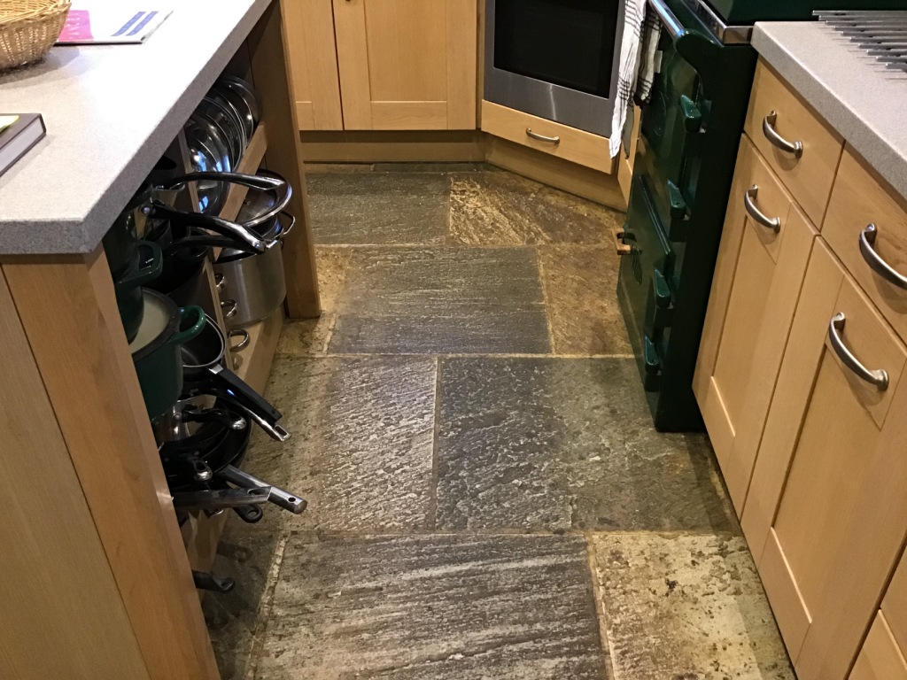 Chinese Riven Slate Kitchen Floor Before Cleaning Ravensthorpe