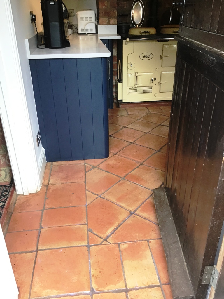 Terracotta Tiled Kitchen Floor After Restoration Moulton