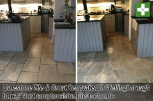 Limestone Tiled Floor Before and After Renovation Wellingborough