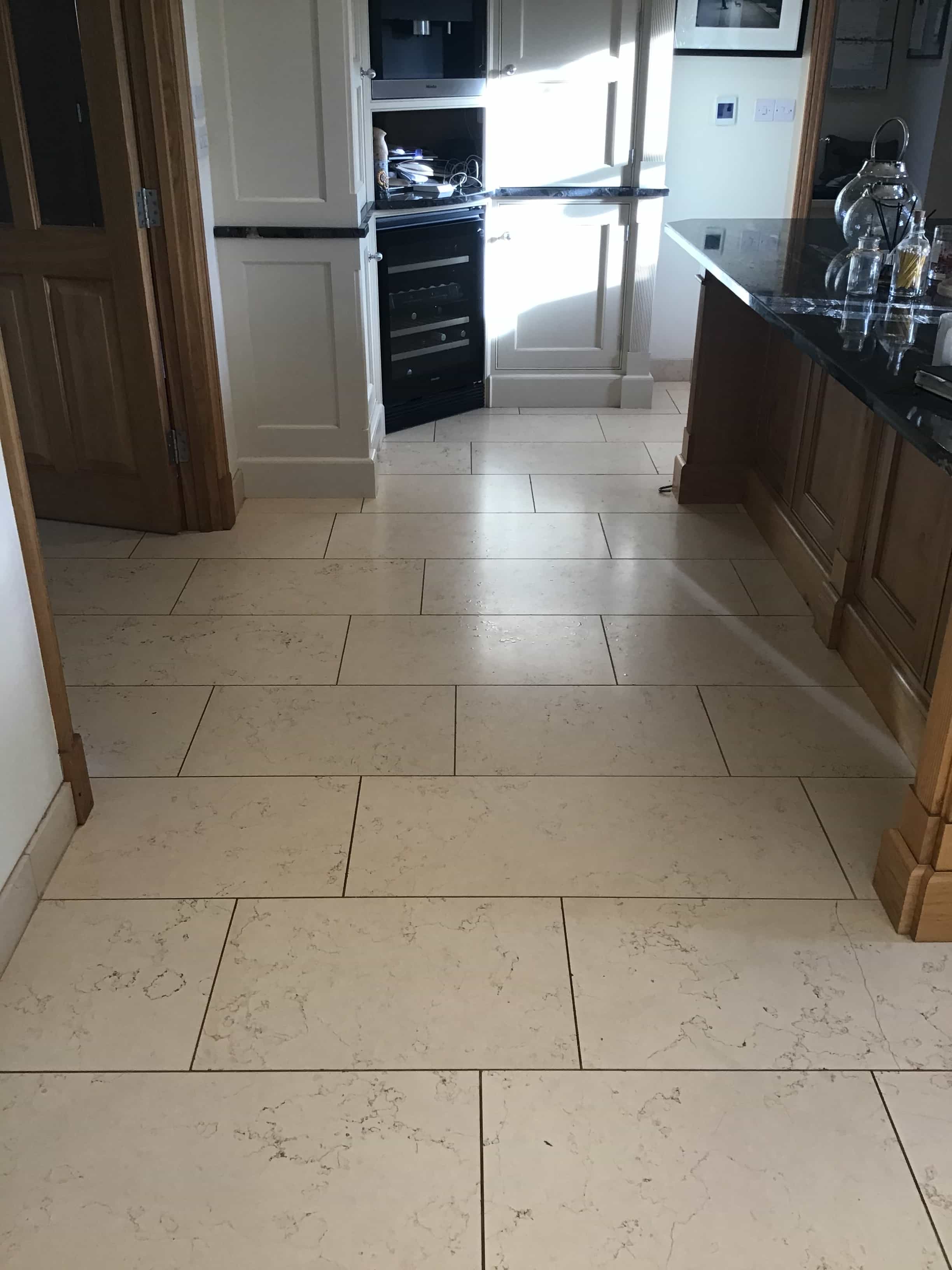 Limstone Kitchen Floor Before Clean Polish Boughton