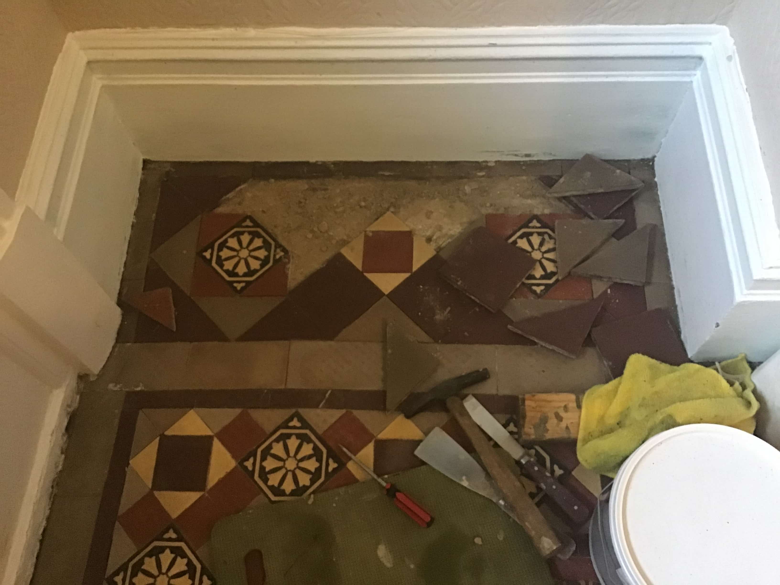 Victorian Tiled Floor During Restoration Irthlingborough
