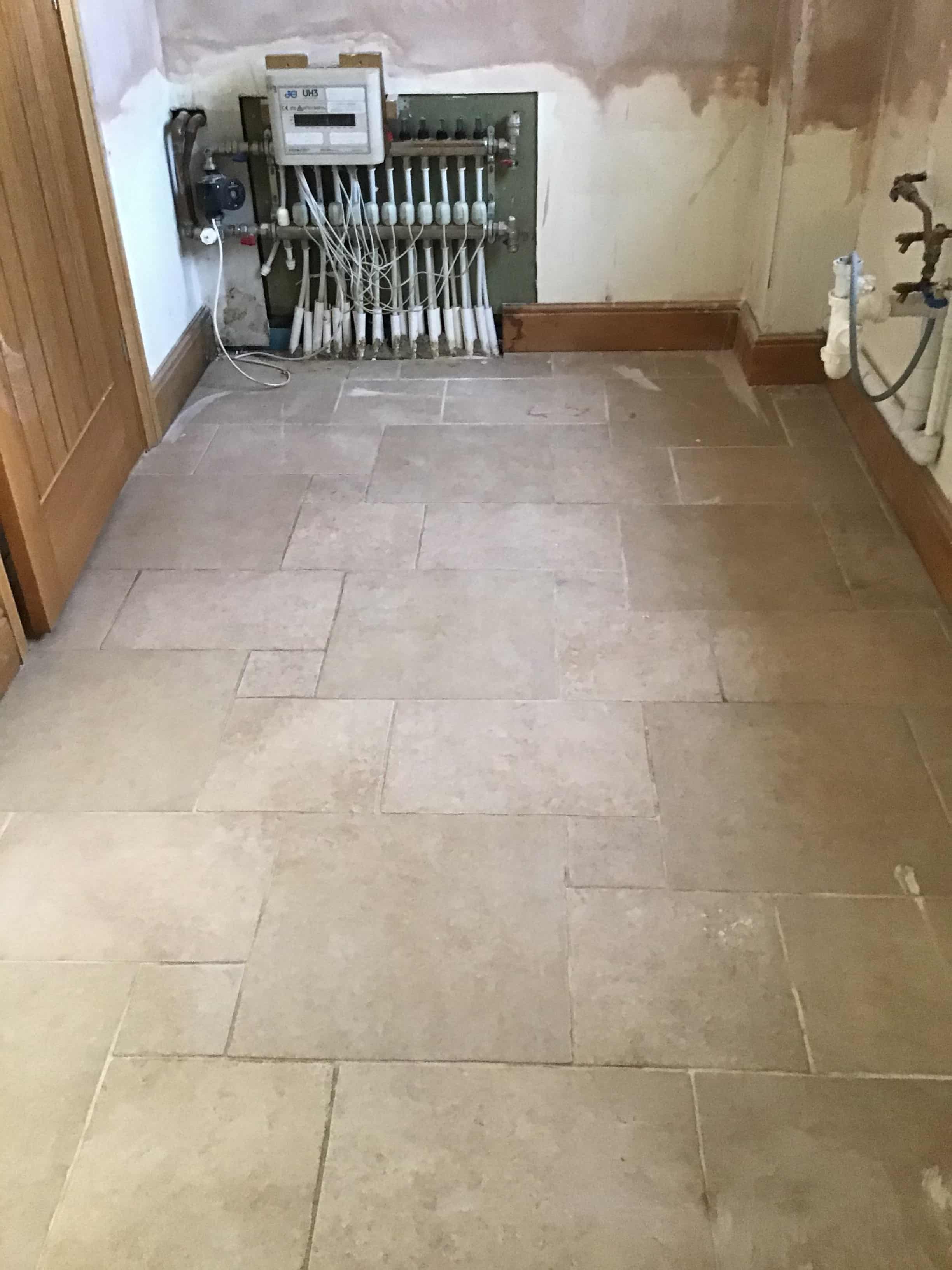 Ceramic Tile and Grout During Cleaning in Burton Latimer Kitchen Floor